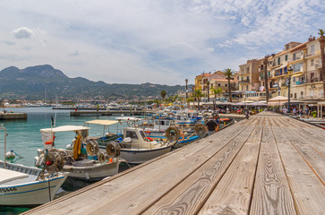 Fototapeta na wymiar Bateaux au centre ville de Calvi, en Haute-Corse, Balagne