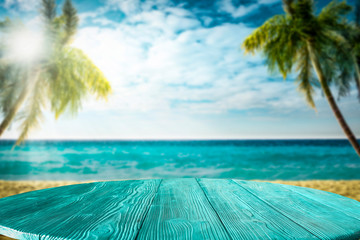 Summer board of free space for your decoration and beach landscape with palms  © magdal3na