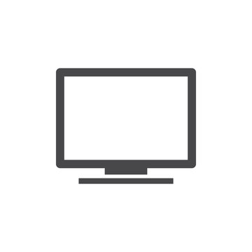 PC Icon vector grey. Computer monitor icon. Flat PC symbol.