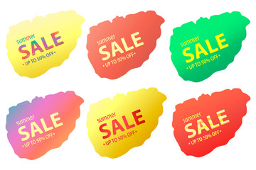 Set of banners for summer sales . Vector illustration isolated on a white background.