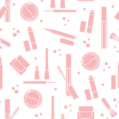 Seamless pattern of decorative cosmetics.