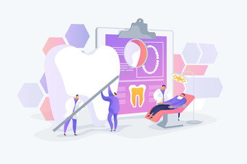 Stomatology and orthodontics medical center, teeth treatment. Dentist appointment. Private dentistry, dental service, private dental clinic concept. Vector isolated concept creative illustration