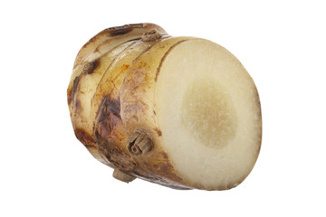 Obraz premium slice of fresh galangal root isolated on white background
