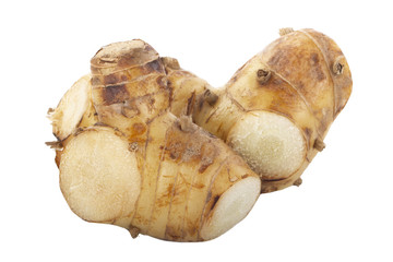 fresh galangal root  isolated on white background