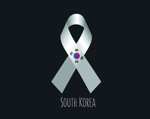 South Korea Mourning Ribbon Flag