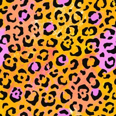 Fototapeta na wymiar Leopard abstract seamless pattern with bright print and colorful texture. Vector wild illustration.