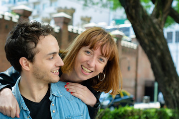 Happy couple in love outdoor.