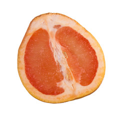 half of grapefruit isolated on white background. top view