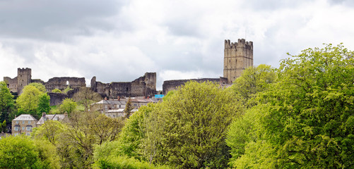 View of the Norman castle ruins at Richmond, North Yorkshire, England