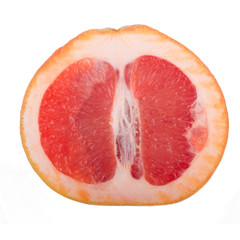 half of grapefruit isolated on white background. top view