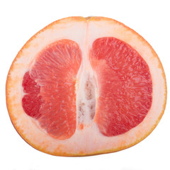 half of grapefruit isolated on white background. top view