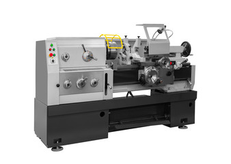 Manufacturing professional lathe machine . Industrial concept. Programmable modern digital lathe...