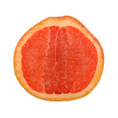 half of red grapefruit isolated on white background