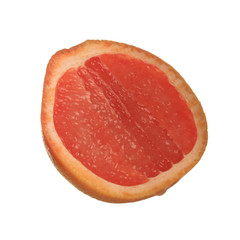 half of red grapefruit isolated on white background