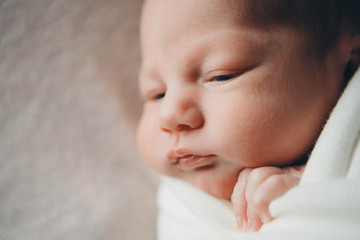 portrait of a little girl: baby's face close-up