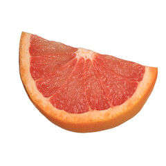 fresh slice of red grapefruit isolated on white background