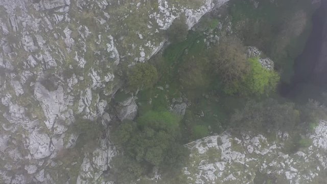 Aerial view of a sima in Mortero de Astrana, Astrana, Alto Ason, Soba Valley, Cantabria, Spain, Europe
