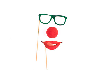 Red Nose Day, red clown nose on white background