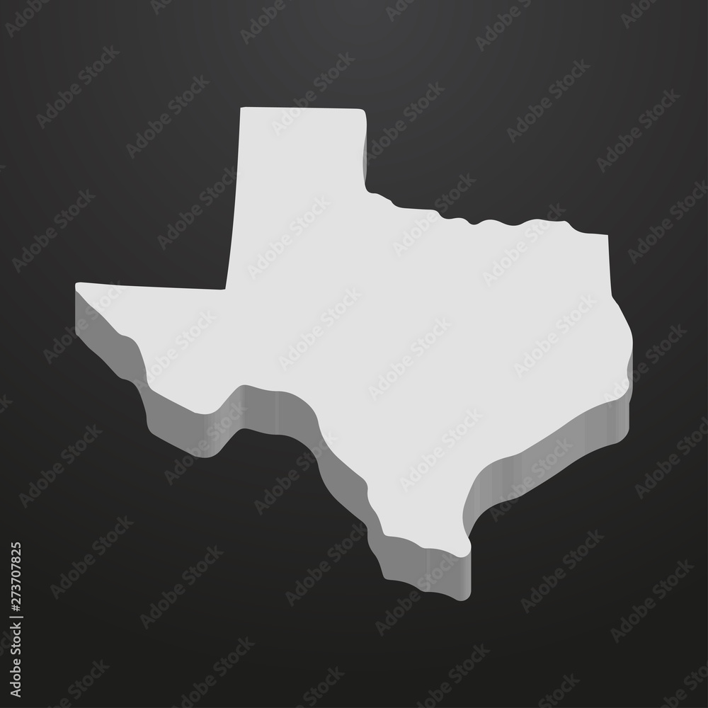Poster Texas State map in gray on a black background 3d