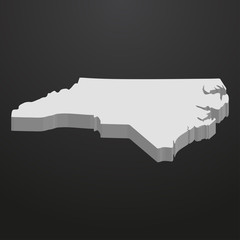 Fototapeta premium North Carolina State map in gray on a black background 3d