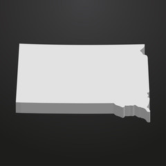 South Dakota State map in gray on a black background 3d