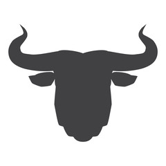 Black silhouette of bull head on a white background. Vector illustration