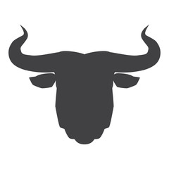 Black silhouette of bull head on a white background. Vector illustration