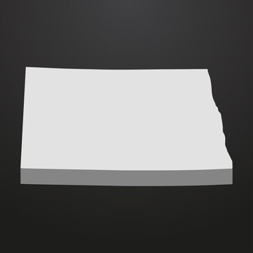recommend clip art: North Dakota State map in gray on a black background 3d