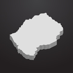 Lesotho map in gray on a black background 3d