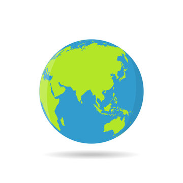Earth globes isolated on a white background in a flat design