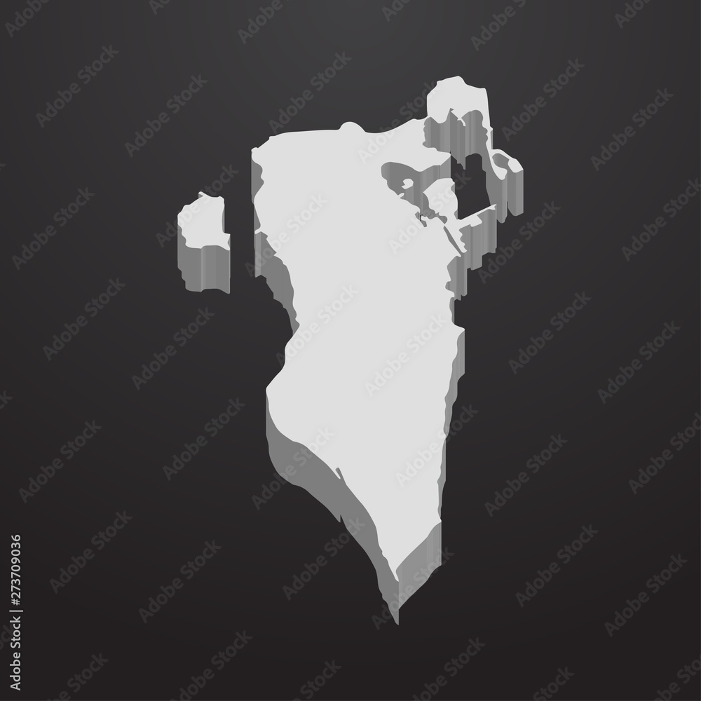 Poster bahrain map in gray on a black background 3d