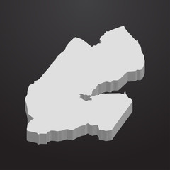 Djibouti map in gray on a black background 3d