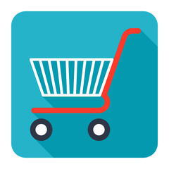 Shopping Cart icon flat design with long shadows