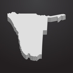 Namibia map in gray on a black background 3d