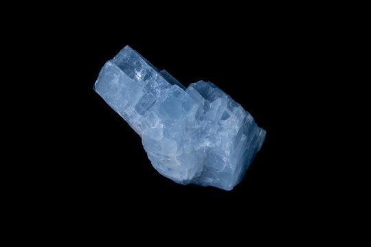 Blue Calcite Mineral on Black