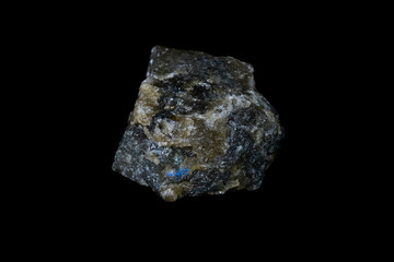 Blue Labradorite Mineral on Black