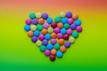 Multicolored heart shaped candies