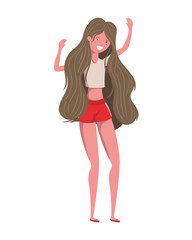 young woman with swimsuit on white background