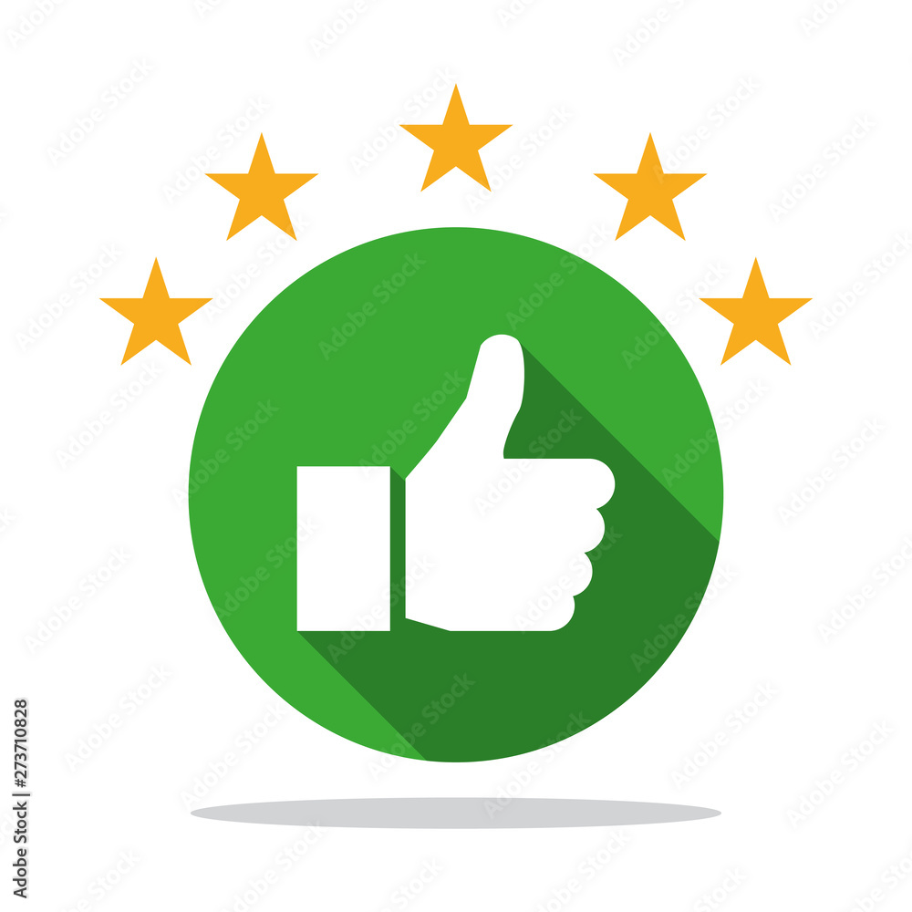 Aufkleber Thumb up icon with shadow with star rating