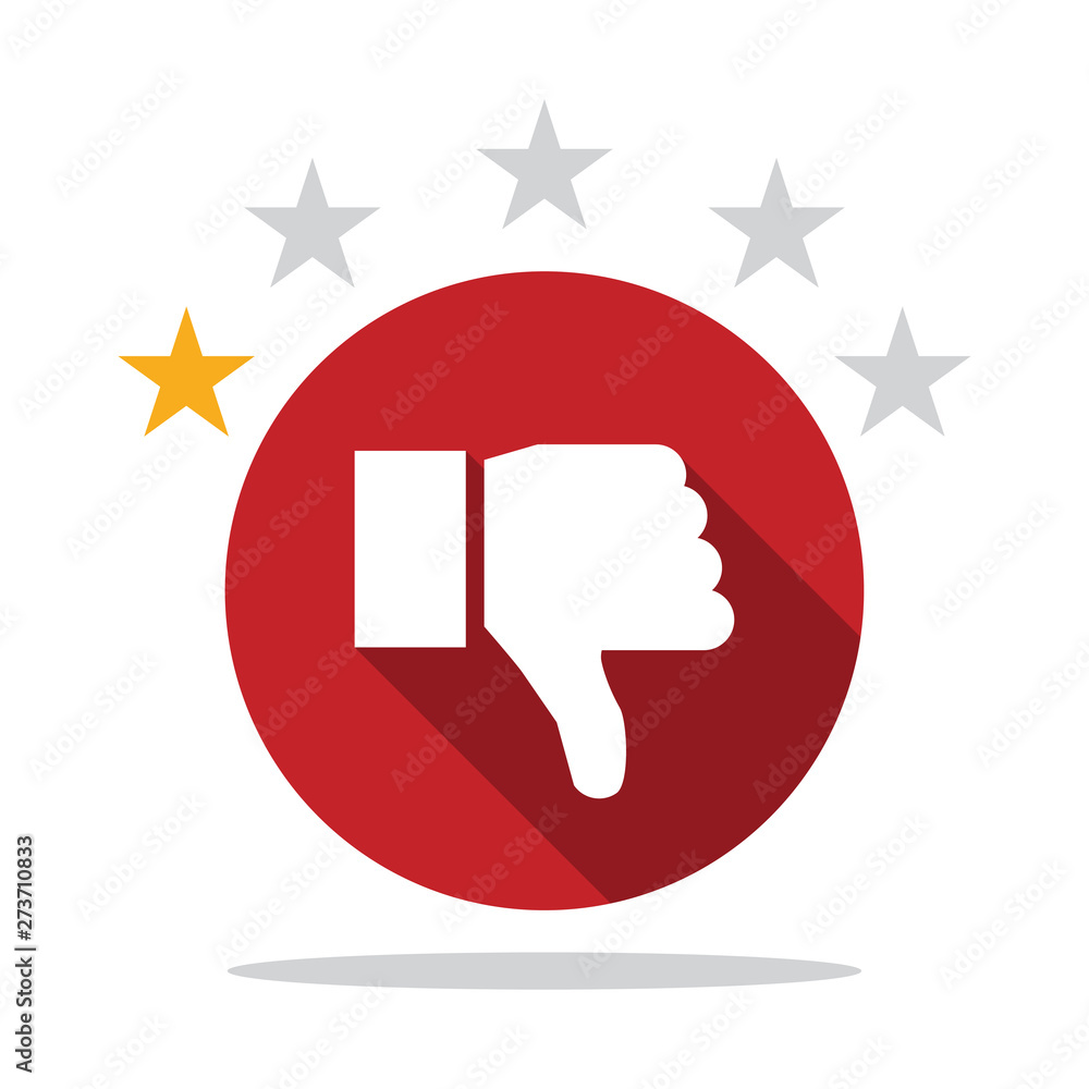 Poster thumb down icon with shadow with star rating