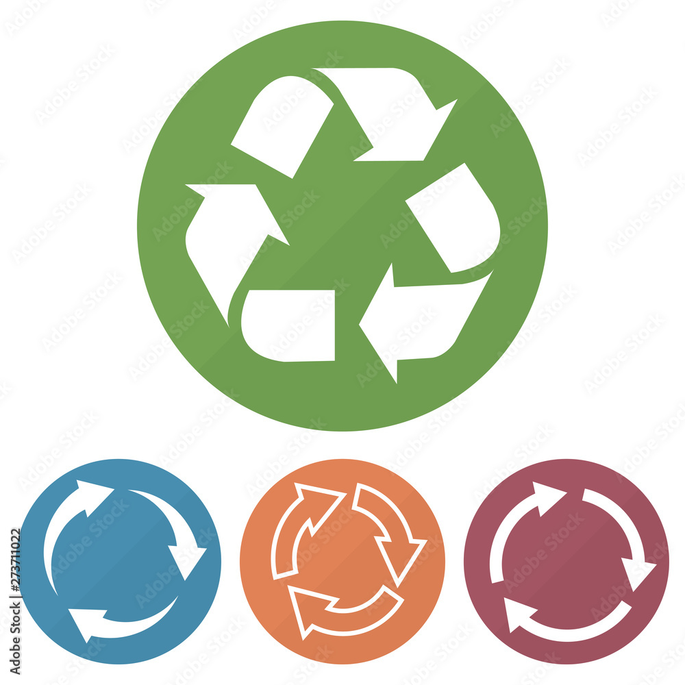 Poster set of different recycle icon on a circles. vector illustration
