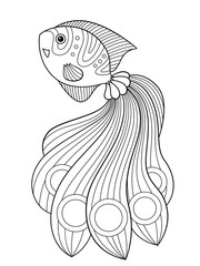 Sea doodle coloring book page cute butterfly fish