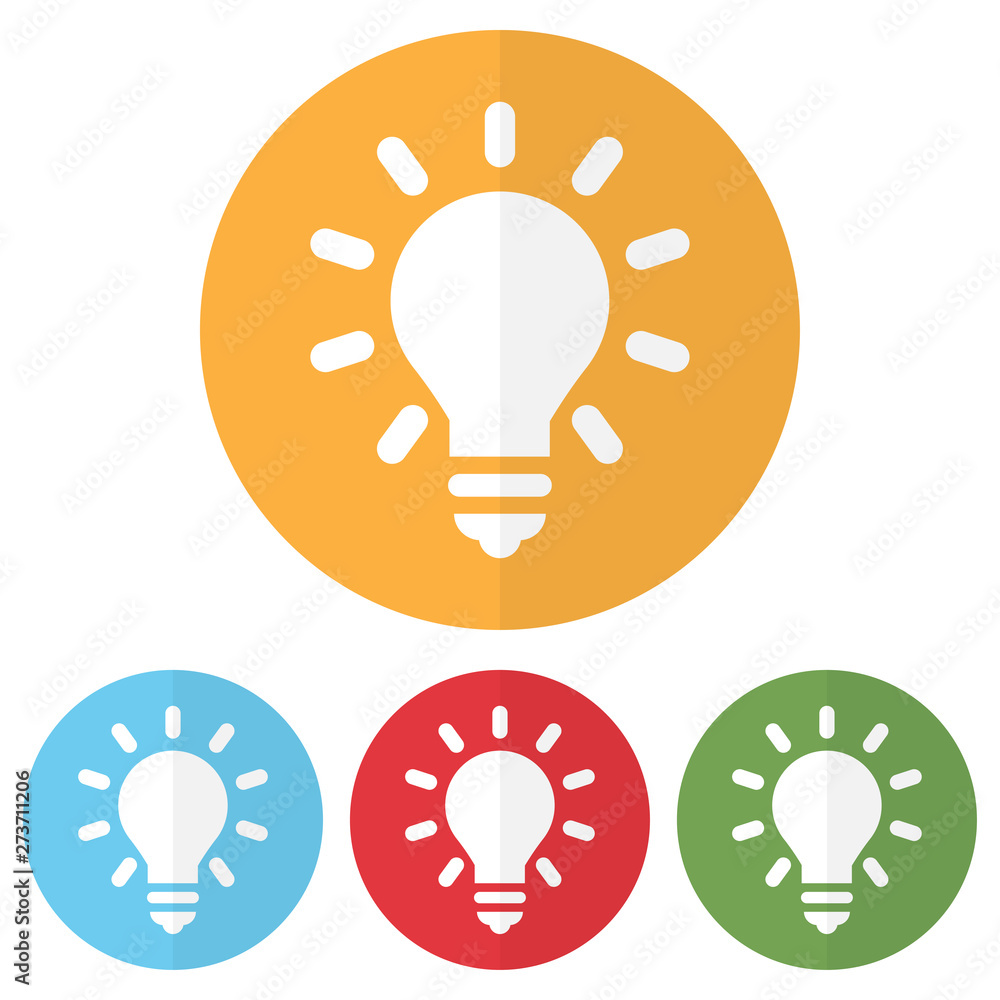 Poster set of lightbulb icon on a colorful circles. vector illustration