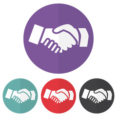 Set of handshake icon on a colorful circles. Vector illustration