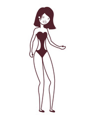 Fototapeta na wymiar silhouette of woman with swimsuit on white background