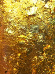 Texture of the gold leaf, Gold background, Picture from Buddha image Back