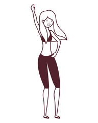 silhouette of woman with swimsuit on white background