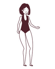 silhouette of woman with swimsuit on white background