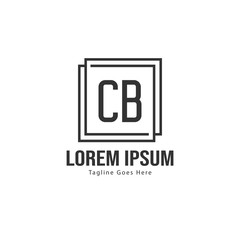 Initial CB logo template with modern frame. Minimalist CB letter logo vector illustration