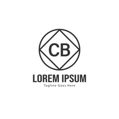 Initial CB logo template with modern frame. Minimalist CB letter logo vector illustration